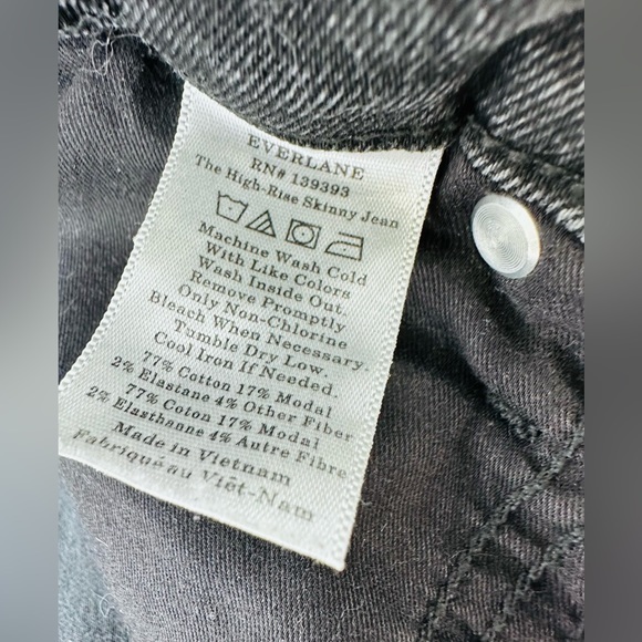 EVERLANE‎ the high rise skinny jeans size 28 stretchy button fly  black … - Picture 8 of 12